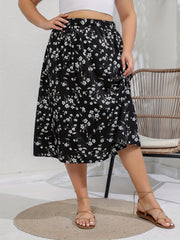 Boho Skirt Women's Plus Floral Print Maxi Skirt