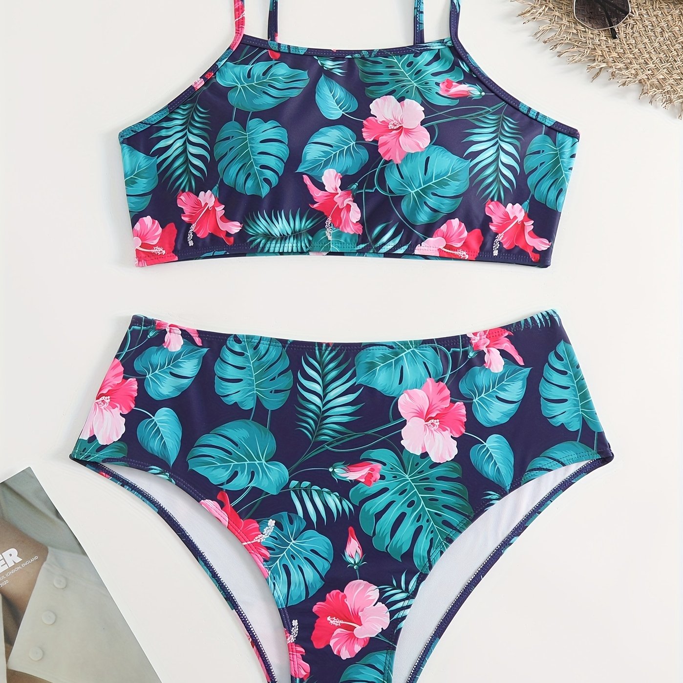 Tropical Print Swimsuit Set