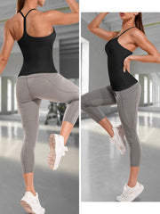 Tank Top w/Built-In Bra Racerback Running Sports Cami