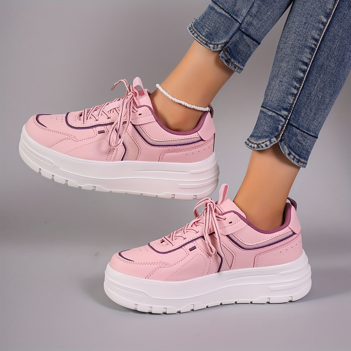 Women's Chunky Sneakers Thick Bottom Lace Up Sport Shoes
