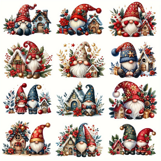 12pcs Santa Dwarf Waterproof Stickers for Mugs Glassware Laptop
