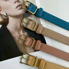 Golden Pin Buckle PU Belt for Women