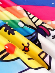 Girls 3D Kitty & Unicorn Graphic Dress Girls Comfy Short Sleeve
