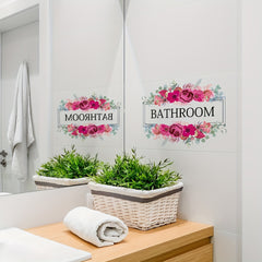 Bathroom Flowers Wall Sticker Toilet Decor Self-adhesive Removable