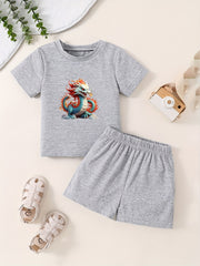 Cartoon Dragon Toddler 2pcs Summer Clothing Set