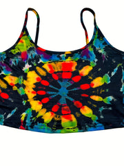 Tie Dye Crop Cami Top Crew Neck Summer Sleeveless Women's Clothing