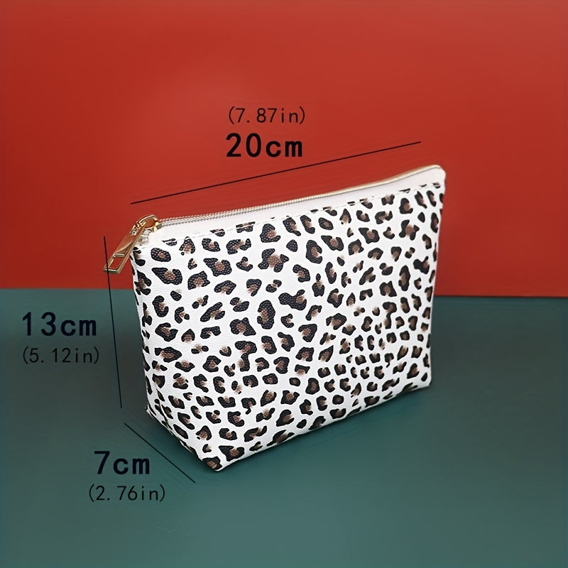 2Pcs Leopard Makeup Bag Small Cosmetic Pouch Waterproof Travel Toiletry Bag