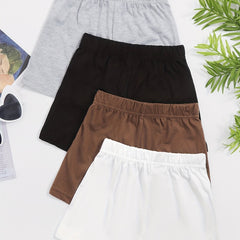 Girls Elastic Waist Track Shorts 4pcs Set