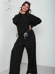 Casual Two Piece Set Solid Top & Wide Leg Pants