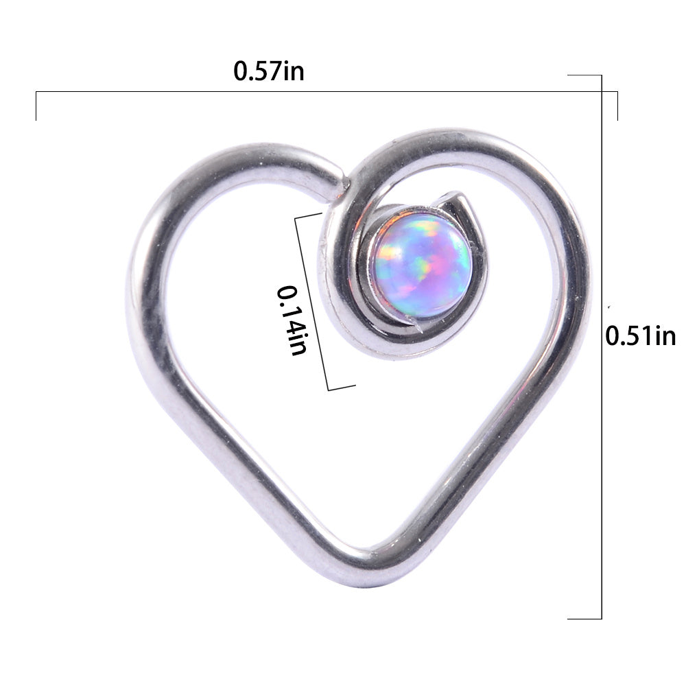 Opal Tragus Nose Ring Surgical Steel Cartilage Piercing