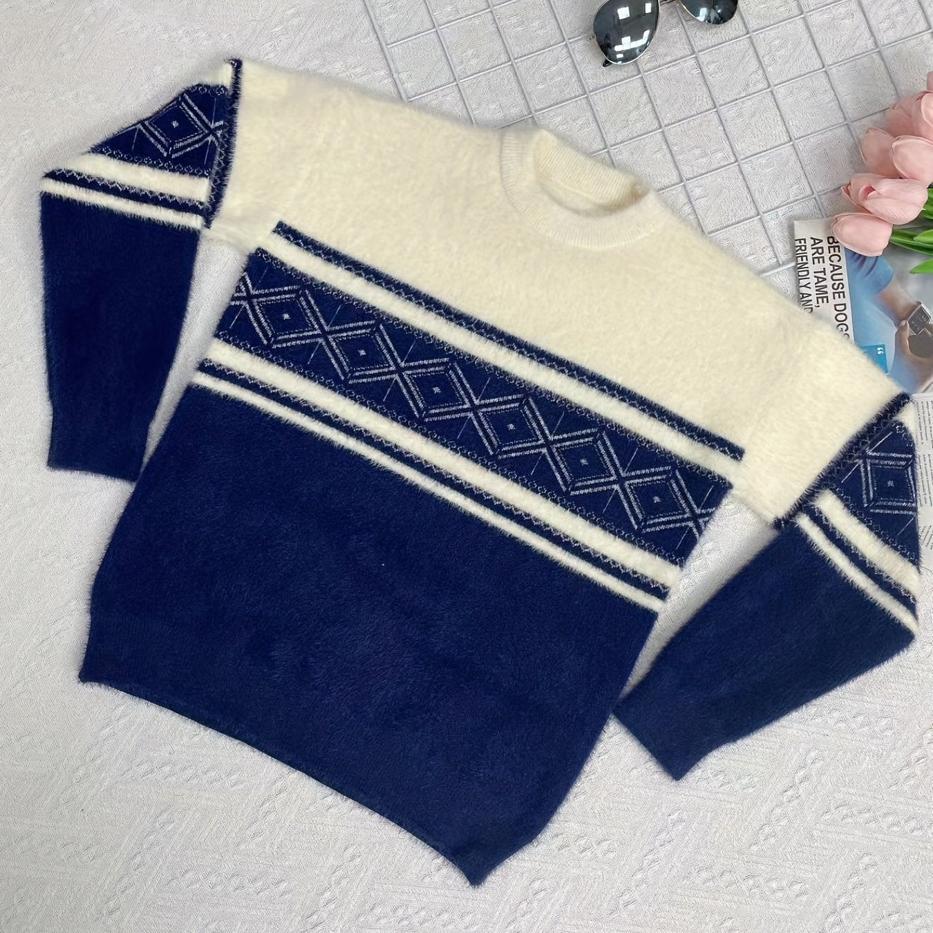 Boys Soft Long Sleeve Sweater Round Neck Stretch Warm Knit Pullover Top