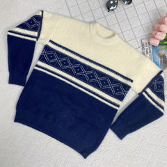 Boys Soft Long Sleeve Sweater Round Neck Stretch Warm Knit Pullover Top