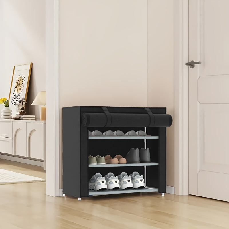 Foldable Portable Shoe Rack with Dustproof Cover - Entryway Shoe Storage Cabinet