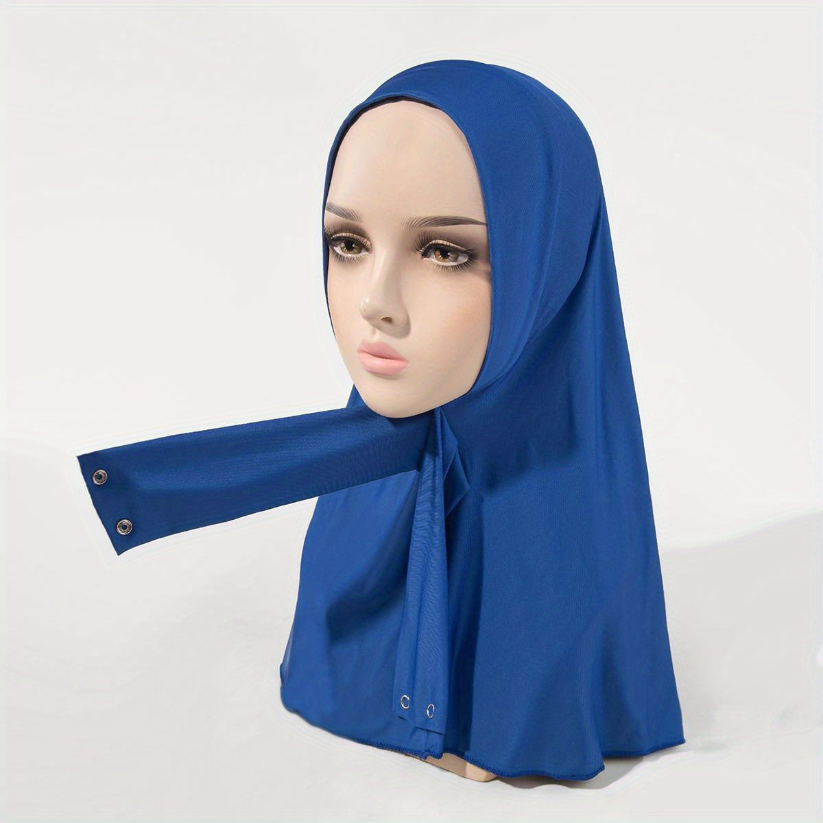 Elastic Hijab Hooded Tie Buckle Headscarf Solid Ramadan Head Wrap