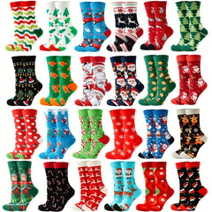6 Pairs Cartoon Christmas Print Socks Women's Stockings