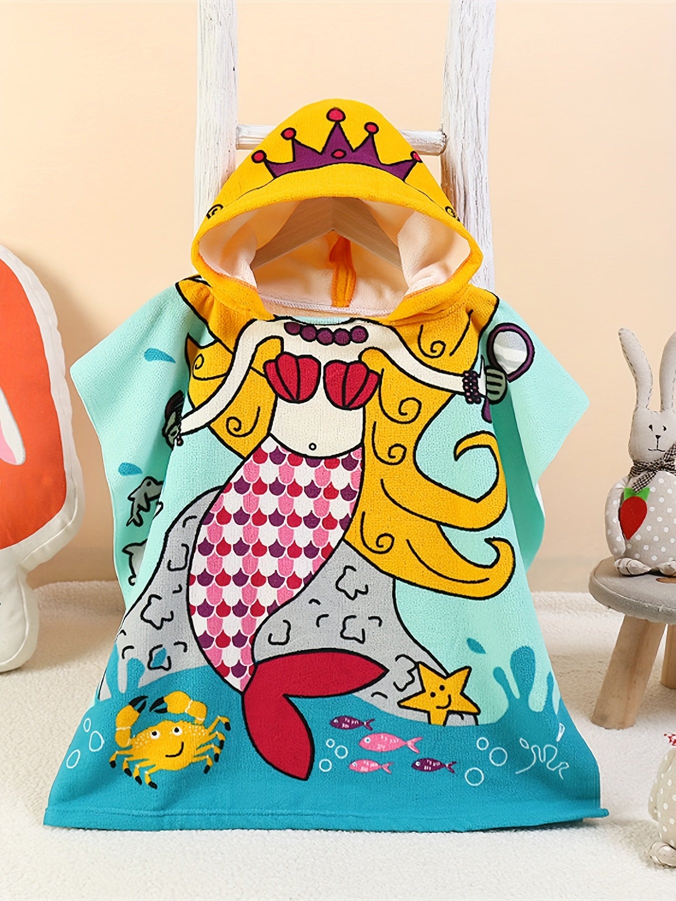 Kids Dinosaur Hooded Beach Towel Absorbent Soft Poncho Towel