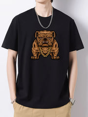 Cartoon Pug Print Men's Graphic Cotton T-shirt