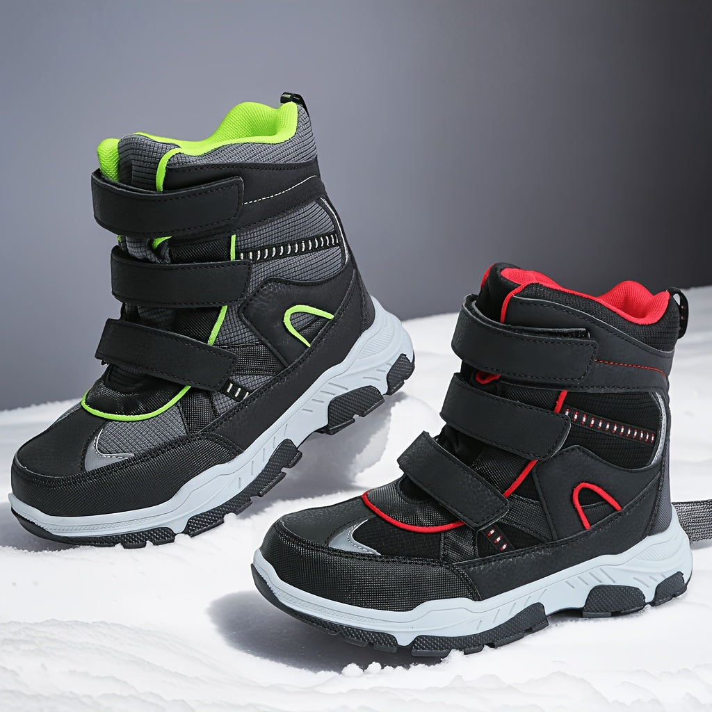 Boy's High Top Snow Boots Warm Fleece Cozy Non slip Ankle Boots