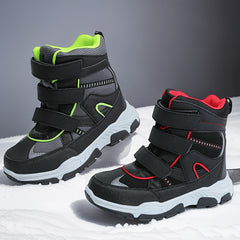 Boy's High Top Snow Boots Warm Fleece Cozy Non slip Ankle Boots