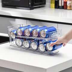 Clear Refrigerator Beverage Holder Can Storage Rack Drawer, Double Layer