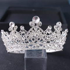 Baroque Crystal Golden Round Crowns King Queen Crown Tiara For Women