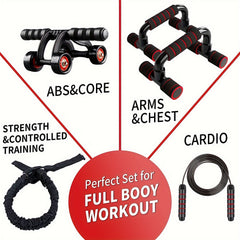 6pcs Fitness Set Ab Wheel Push Stand Tension Rope Skipping Ro