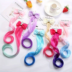 Girls Bow Gradient Wig Hair Hair Clips Decorative Hair Accessories