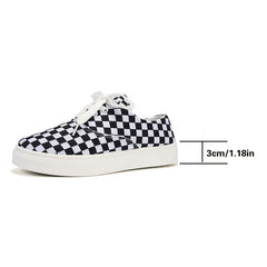 Women's Gingham Lace Up Skate Shoes Low Top Sneaker