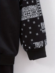 Boy's Paisley Pattern 2pcs Hoodie & Sweatpants Set for Spring Fall