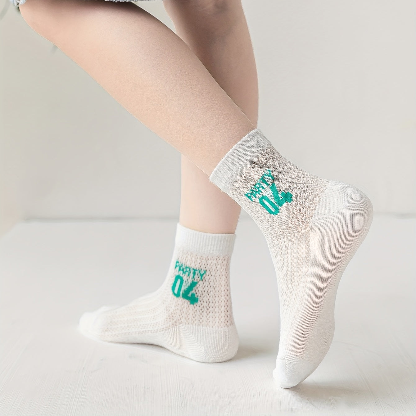 5 Pairs Number Graphic Print Socks for Boys Girls Teens
