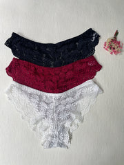3pcs Lace Briefs- Comfy & Breathable Panties Women's Lingerie