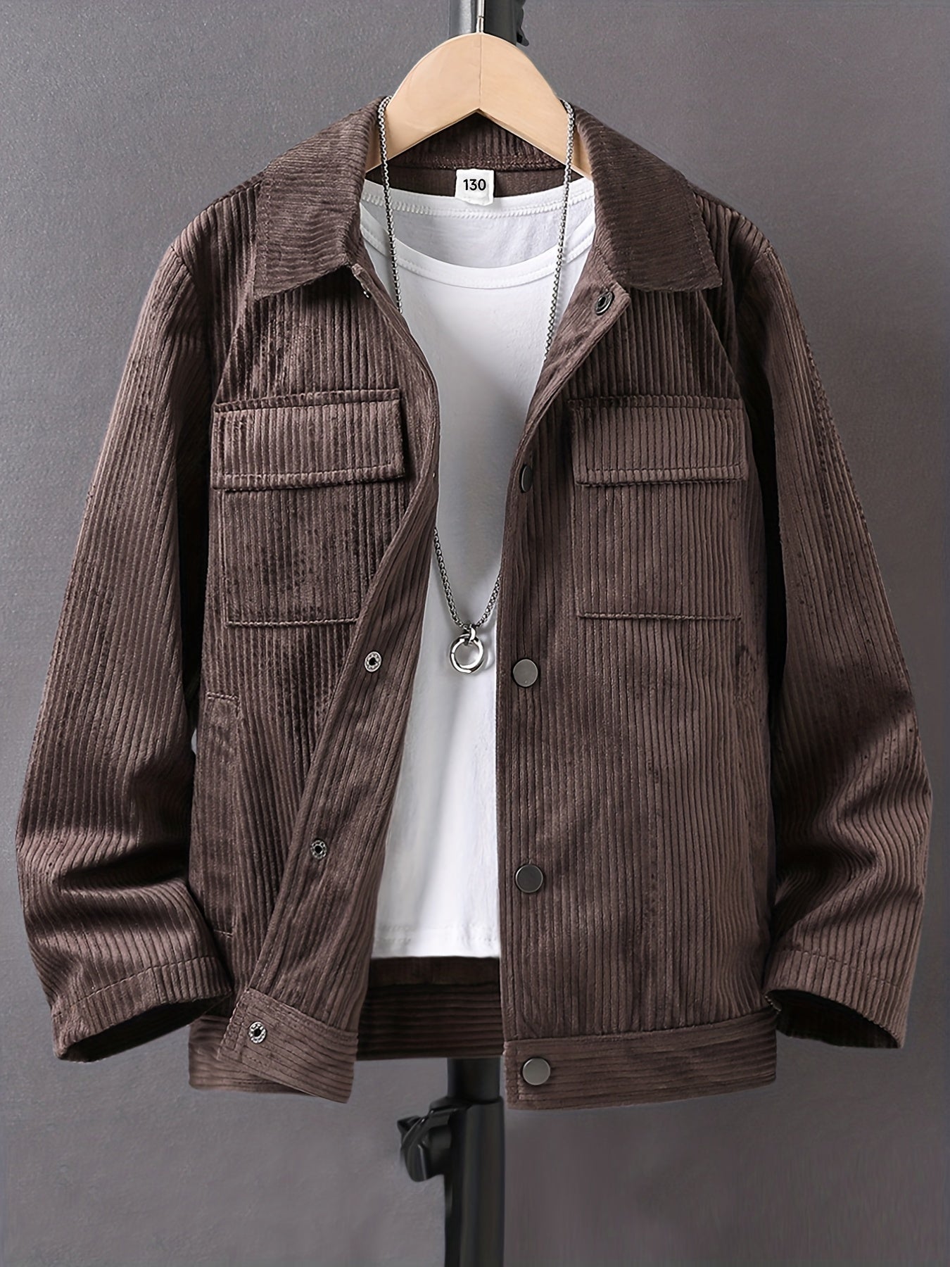 Boys Stand Collar Fleece Button Down Jacket