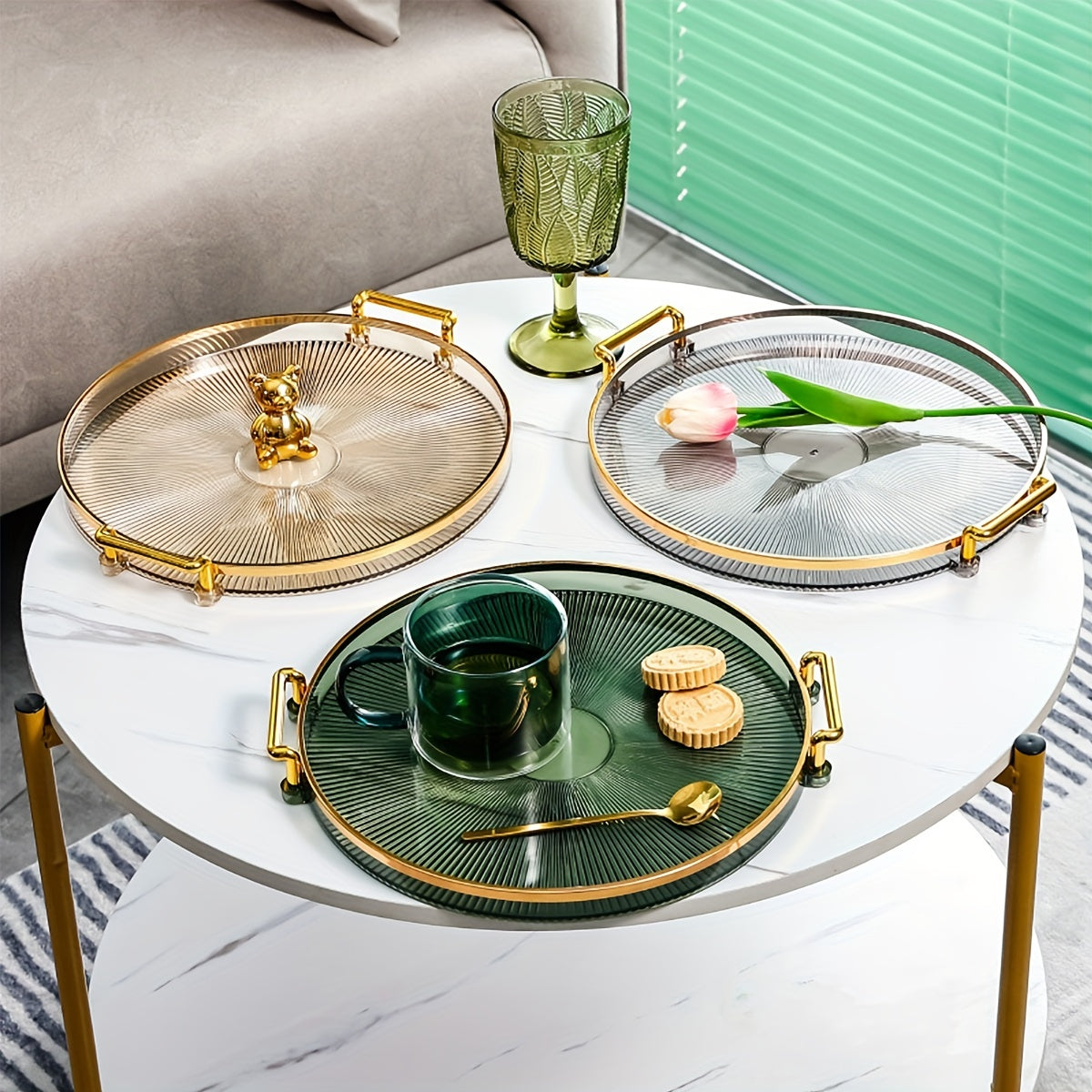 Round Serving Tray Dessert Platter Decorative Vanity Tray Food Tray