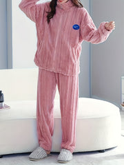 Plush Pajamas Soft & Warm Zip Top & Pants Women's Sleepwear