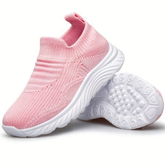 Girls Knit Slip On Casual Shoes Lightweight Comfy Non Slip Walking Shoes Kids