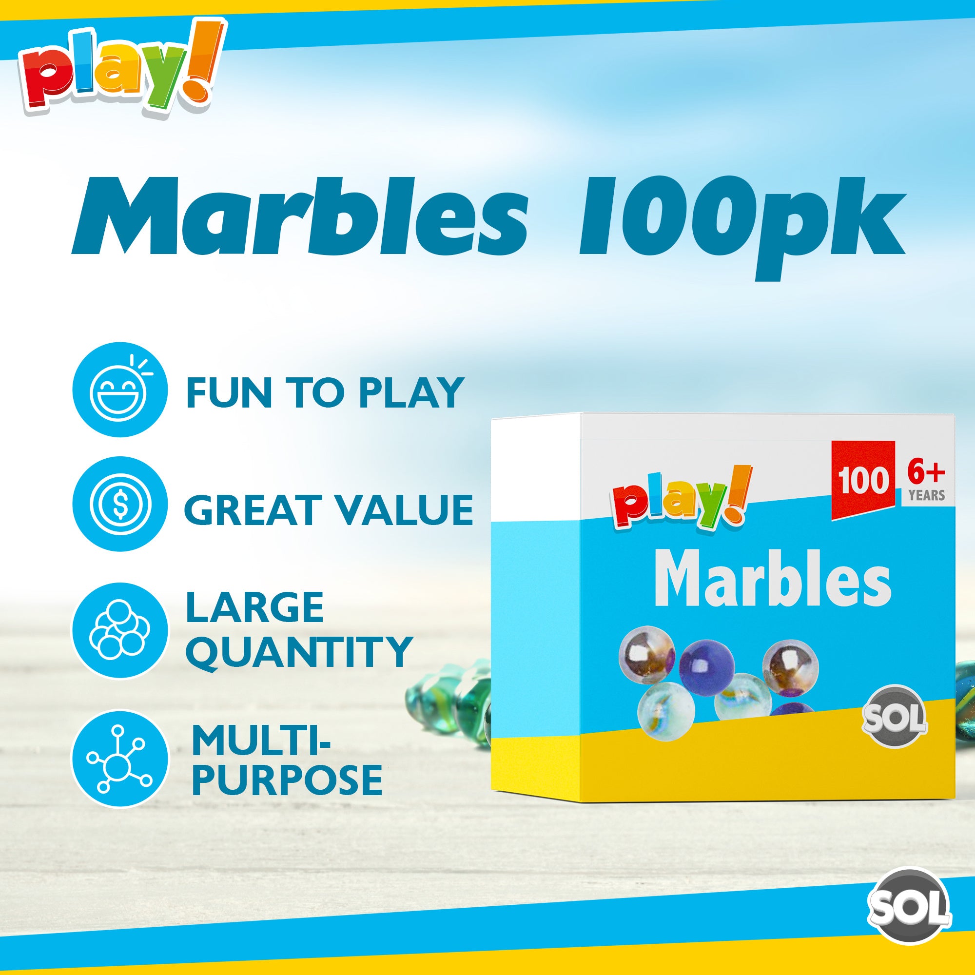 Coloured Glass Marbles Vintage Classic Kids Toys Games