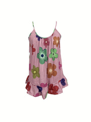Floral Print Spaghetti Top Sleeveless Cami Top