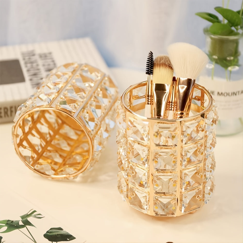 Crystal Makeup Brush Holder Organizer - Keep Your Cosmetics Tidy and Accessible