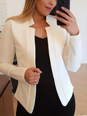 Solid Split Open Front Blazer Long Sleeve Blazer & Stylish Tops