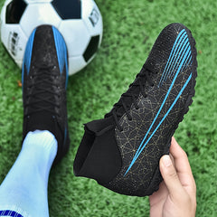 Men's High Top Turf Football Boots Anti skid Lace Up TF Soccer Cleats