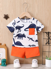 Baby Boy's Cartoon Graphic T-shirt & Shorts Set Kid's Outfit