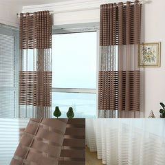 Striped Tulle Curtain for Home Decor - Bedroom Office Kitchen Living