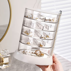 Rotatable 5-Layer Jewelry Organizer Box with Lid