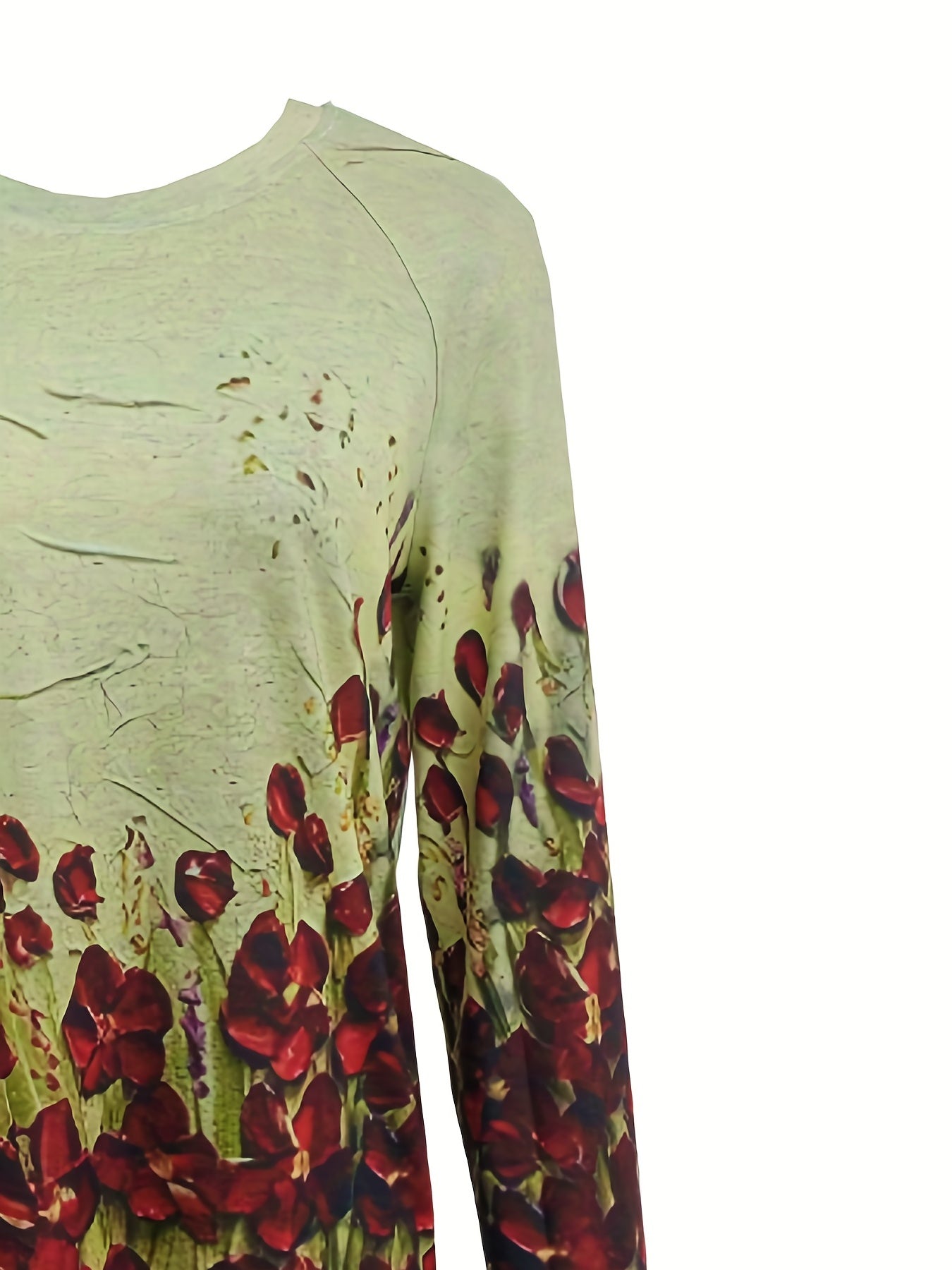 Floral Print Sweatshirt Long Sleeve Crew Neck Casual Pullover