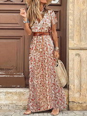 Boho Paisley Print V Neck Maxi Dress Plus Size