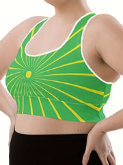 Plus Size Sports Bra Women's Graphic Print Racer Back Wireless Bralette