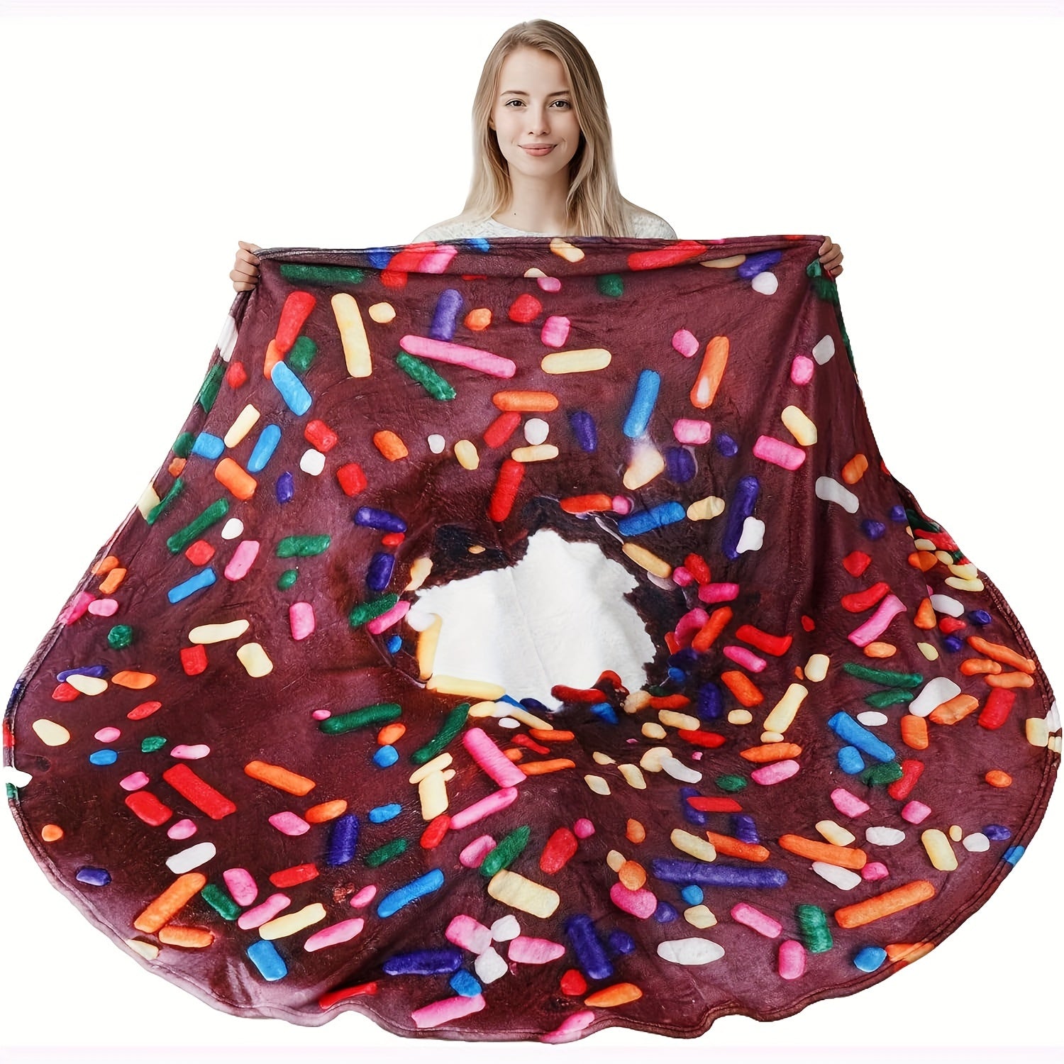 Soft and Warm Flannel Round Blanket Donut Throw Blanket