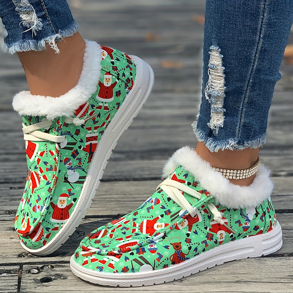 Women's Christmas Snow Boots Winter Plush Comfort Warm Flats