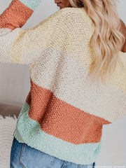 Colorblock Round Neck Oversized Sweater