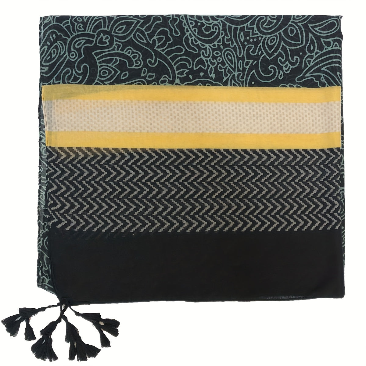 Boho Paisley Print Tassel Scarf Vintage Shawl